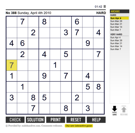 Interactive Sudoku Game
